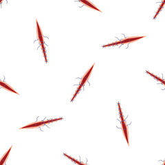 Surgical wound with red scar tissue and sutures forming a seamless pattern on white background, ideal for medical and healthcare related designs