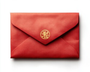 Elegant red envelope with gold emblem, symbolizing tradition and celebration.