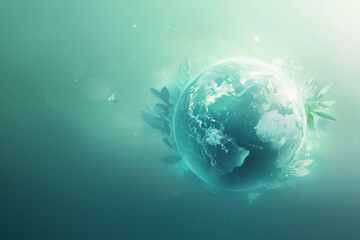 Obraz premium Earth floating amidst greenery and light