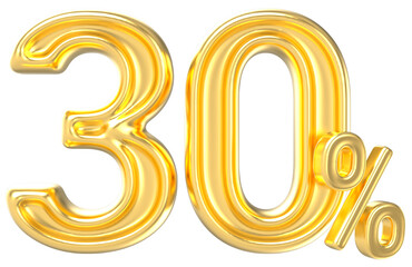 Gold Number 30 Percent 3D Render