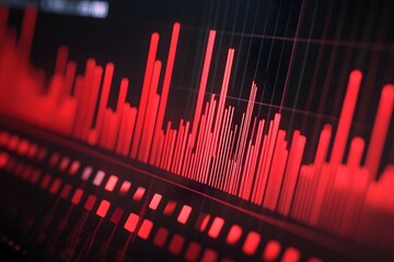 Abstract visualization of data with red bars and gridlines, suggesting analysis or metrics.