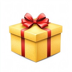 Obraz premium Gold Gift Box with Red Ribbon Isolated on White Background