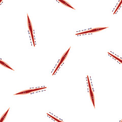 Rowing kayak seamless pattern on white background. Canoeing sport competition. Extreme water race. Paddles and boat. Active lifestyle. Vector illustration