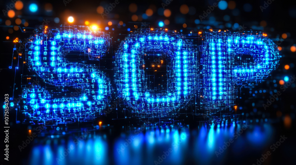 Poster digital binary code forming sop acronym symbolizing standard operating procedure concepts
