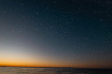 Christmas star shines at night over the mountains of Bethlehem