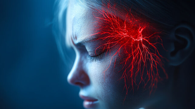 Conceptual Illustration of Transient Ischemic Attack Showing Brain Arterial Blockage