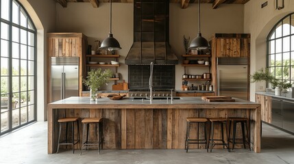 Airy Minimalist Kitchen with Natural Wood Accents