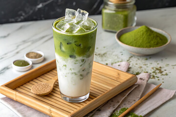 Iced Matcha Latte with Creamy Layers