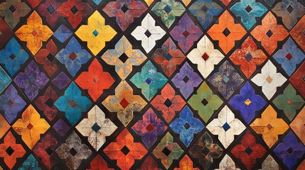 Vibrant Geometric Moroccan Tile Pattern Inspired by Islamic Architecture. AI generated illustration