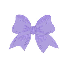 One vector element is a purple bow.Various hand-painted gift decorations on a white background. Silhouette of a satin gift bow