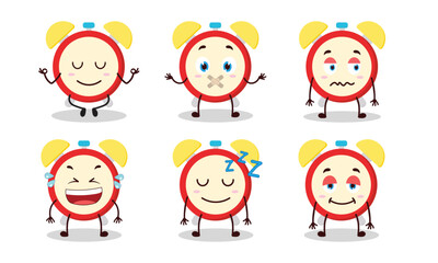 funny clock with various expressions design illustration