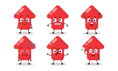 funny red arrow with many expressions design illustration