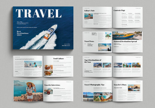 Travel Magazine Template Design Layout Landscape