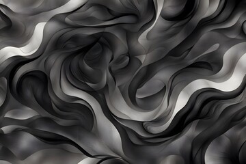 Obraz premium Abstract smoky patterns in charcoal black and silver with a glossy finish, Ai Generated
