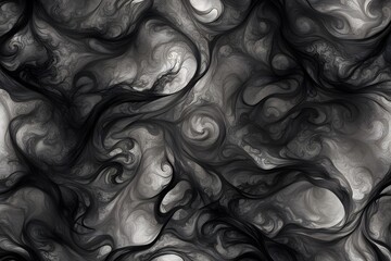 Abstract smoky patterns in charcoal black and silver with a glossy finish, Ai Generated