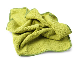 Clean green microfiber cloth isolated on white