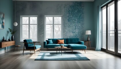 Photo interior modern design room 3d illustration