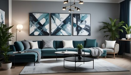 Photo interior modern design room 3d illustration