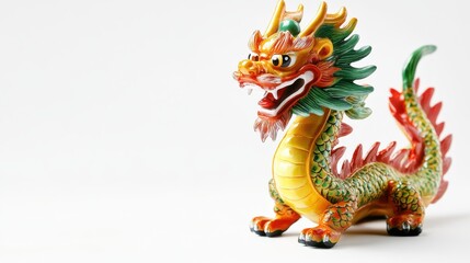 Fototapeta premium Vibrant ceramic dragon sculpture showcasing intricate details and traditional artistry.