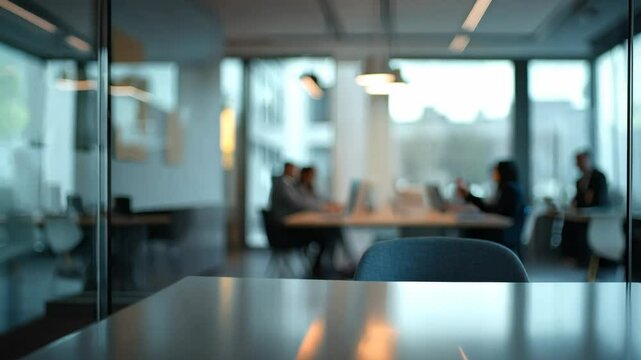 A blurry image of a group of people sitting around a table