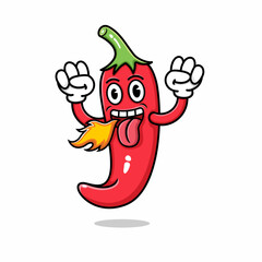 cartoon red chili, strong with spicy.