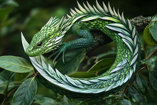 green snake on a branch
