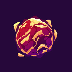 Round sphere with clouds or fog. Vector isolated futuristic or fantasy energy ball for game design. Magic or spiritual orb with haze or mist. Mysterious celestial body or planet with texture