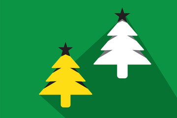 Fototapeta premium White coniferous trees icons with long shadow on green background. Vector Illustration EPS 10