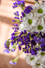 White chrysanthemum flowers in a bouquet