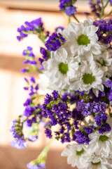White chrysanthemum flowers in a bouquet