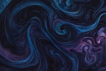 Fototapeta premium Deep inky blues and purples swirling together resembling a dark ocean at night, Ai Generated 