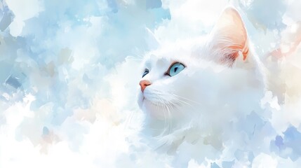 Serene Persian Cat with Soft Fur and Pastel Tones