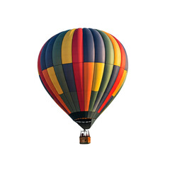 Obraz premium hot air balloon isolated Bright colourful hot-air balloon with wicker basket on white background