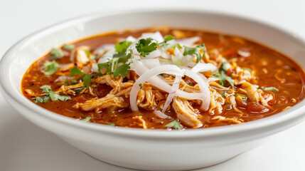 Chicken Tinga with Smoky Chipotle Sauce and Fresh Onion Garnish