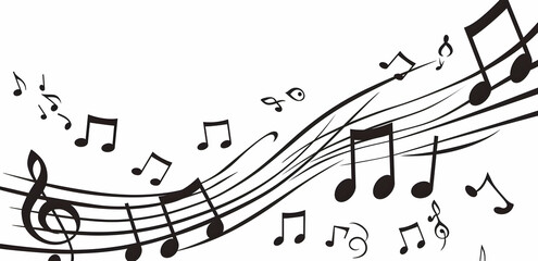 Vector music notes, a vector illustration on a white background
