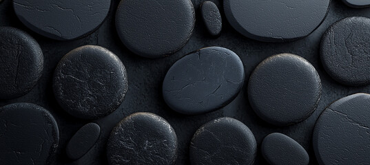 Abstract Minimalistic Black Background with Gradient and Black Stone Texture for Design and Text