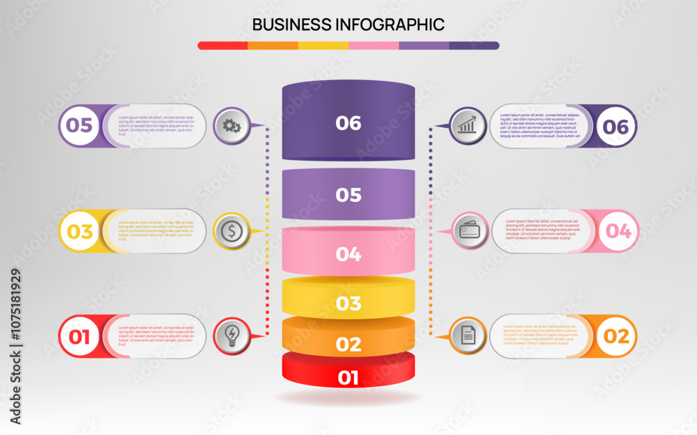 Poster Diagram elements. Circle infograph. Chart graphic with management steps for business process. Modern template and creative strategy. Abstract flowchart. Vector infographic background