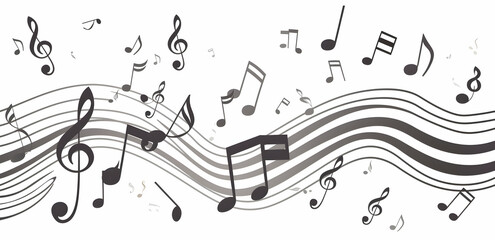 Vector illustration of music notes on a white background