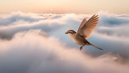 Bird Flying Through Clouds, generative AI
