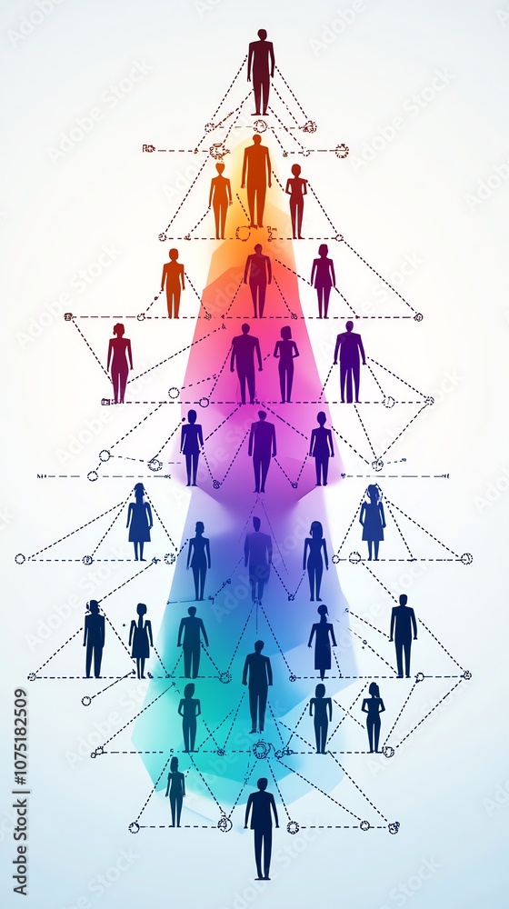 Aufkleber abstract illustration of a network of people with lines connecting them.
