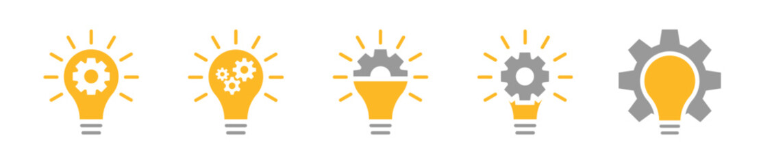 Innovation color icon set. Idea, innovation , bulb idea symbol set – Vector 