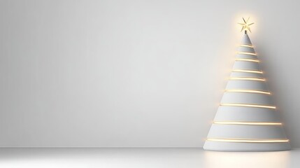 Obraz premium A minimalist Christmas tree with glowing lights in a simple, modern setting.