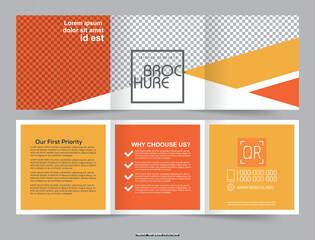 Square flyer template. Simple brochure design. Poster for business, education, advertisement, banner, ad banner. Orange color. Flyer for printing. Easy to edit file. Vector graphics.