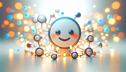 Fototapeta premium 3D Bokeh Networking Event Concept Bokeh Digital Art Background Blurred Lights Vibrant Connectivity Community Copy Space Design 3D Icon Isolated White Background