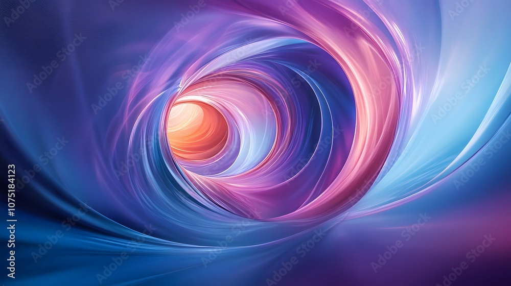 Aufkleber a surreal tunnel made of translucent, flowing rings with a digital glow, extending infinitely with s