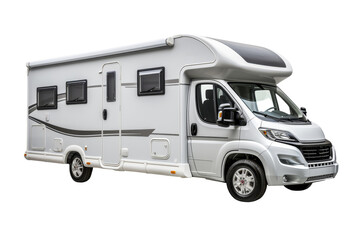 Modern White Motorhome RV on Transparent Background