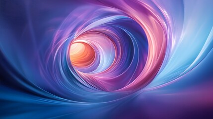 A surreal tunnel made of translucent, flowing rings with a digital glow, extending infinitely with shifting colors from blue to purple, evoking a sense of movement and endless depth. No text, no