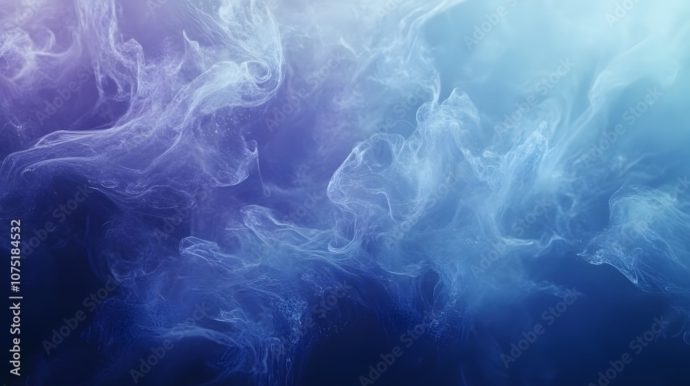 Poster An ethereal background of translucent waves and gradients in soft blues and purples, creating a dreamlike, fluid digital pattern that feels both organic and futuristic. No text, no logo, wide angle