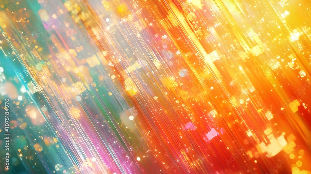 Poster a futuristic space of layered holographic panels, each glowing in vibrant colors and patterns, creat
