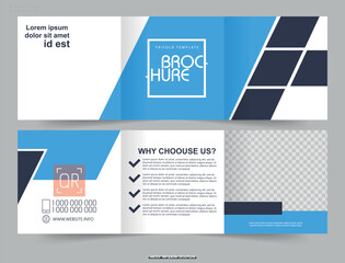 Creative square trifold brochure template design. Flyer for printing. Easy to edit file. Vector graphics.